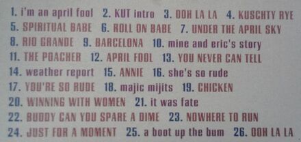 Ronnie Lane Live In Austin CD back cover track list