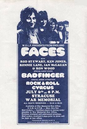 July 6, 1972 - Faces at War Memorial, Syracuse, NY -poster playbill 2