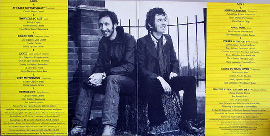 Ronnie Lane and Pete Townshend Rough Mix Album 1977 -inside