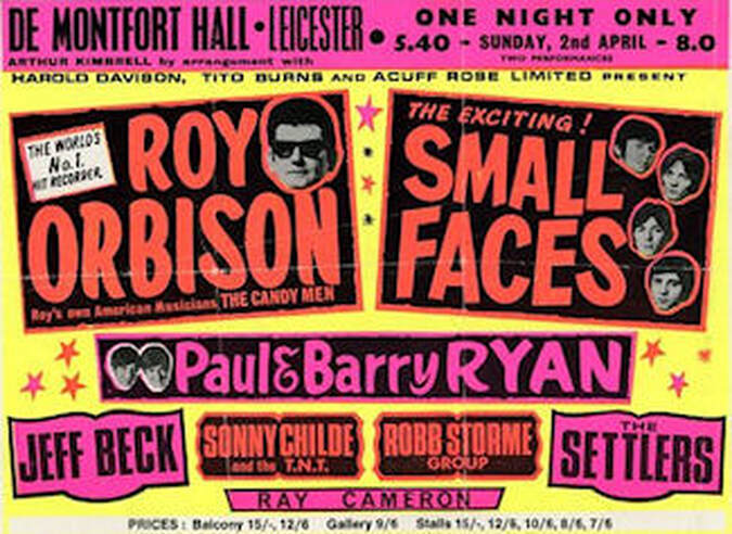 Small Faces Roy Orbison Playbill April 2 1967 De Montford Hall in Leicester England