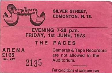 Faces- Edmonton Sundown June 1 1973- ticket stub