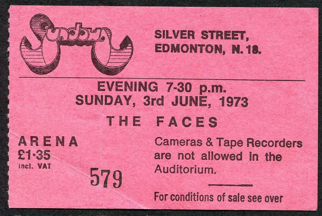 Faces- Edmonton Sundown June 3 1973- ticket stub