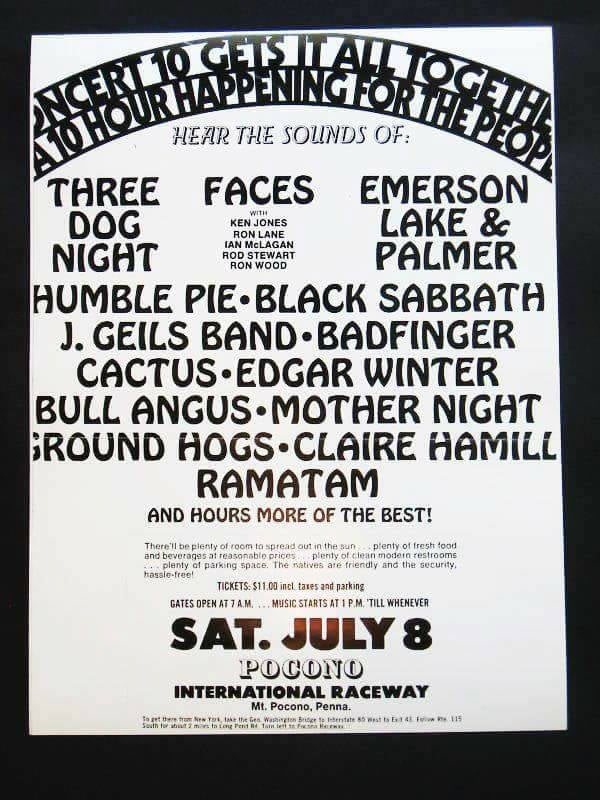 Faces - July 8 and 9, 1972 Concert 10 Mount Pocono International Raceway, Long Pond, PA USA -playbill 4