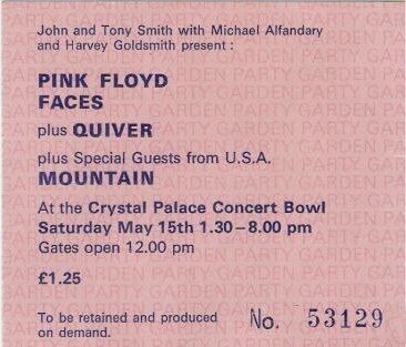 Faces - May 15 1971 Garden Party at The Crystal Palace Bowl, London, ENG -ticket