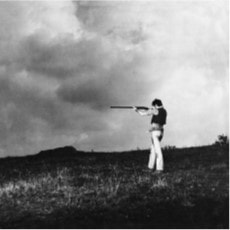 JFAM Photo - pg 29 Ronnie Lane On The Hill With Pointing Rifle Gun BW Photo Credit-