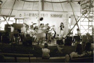JFAM Photo - pg 60 Ronnie Lane Slim Chance Passing Show band on stage BW photo credit-