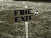 JFAM Photo - pg 60 Ronnie Lane Slim Chance Passing Show fire exit sign with logo BW photo credit-