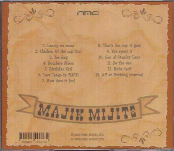 Lane-Marriott - The Legendary Majik Mijits Album (1981) released 2000 -CD back cover
