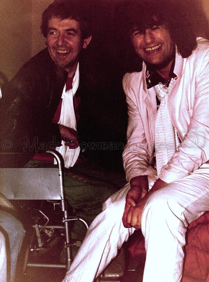 Mark Bowman Images- Ronnie Lane and Jimmy Page Ronnie Lanes Party Hotel La Mansion Austin Texas - March 23, 1985