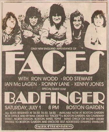 July 1, 1972 - Faces at Boston Garden, Boston, MA poster playbill