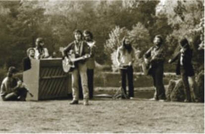 JFAM Photo - pg 58 59 Ronnie Lane Slim Chance Passing Show music on the lawn BW photo credit-