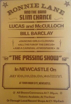 Ronnie Lane and Slim Chance  The Passing Show Playbill July 10-14 1974