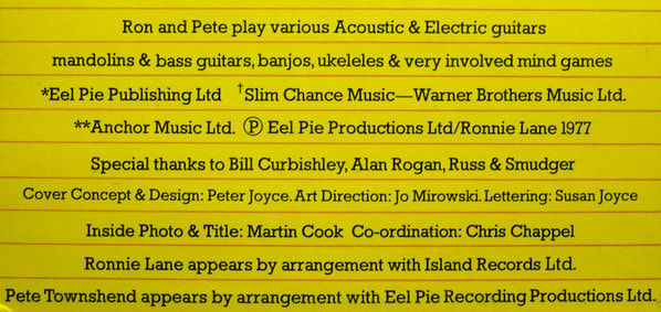 Ronnie Lane and Pete Townshend Rough Mix Album 1977 -inside 3