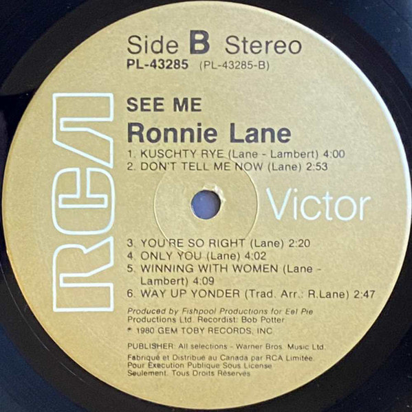 Ronnie Lane See Me Album 1980- Lp 2 Side 2