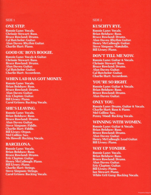 Ronnie Lane See Me Album 1980- musicians and track list