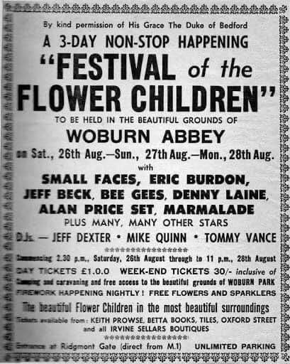 Small Faces - Festival of the Flower Children Aug 26 - Aug 28 1969 -playbill 1