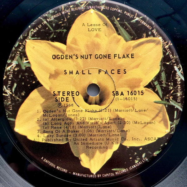 Small Faces - Ogdens Nutgone Flake LP Canada Release 1972- side 1