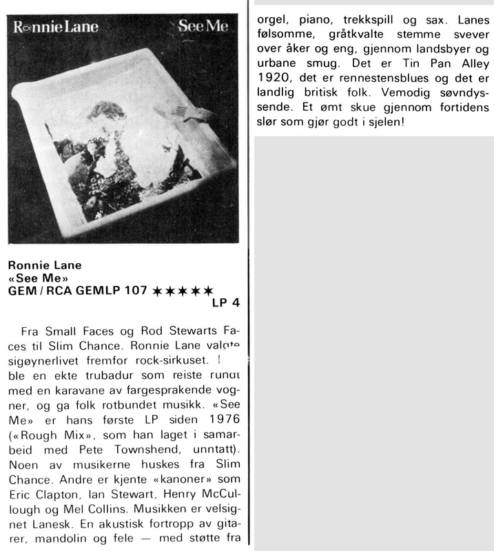 Yan Calmeyer Friis  - Ronnie Lane See Me 1980 Album Review